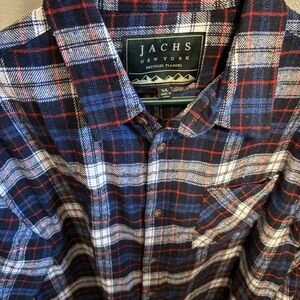 Jachs Navy and Red Plaid Recycled Flannel Button Down Shirt